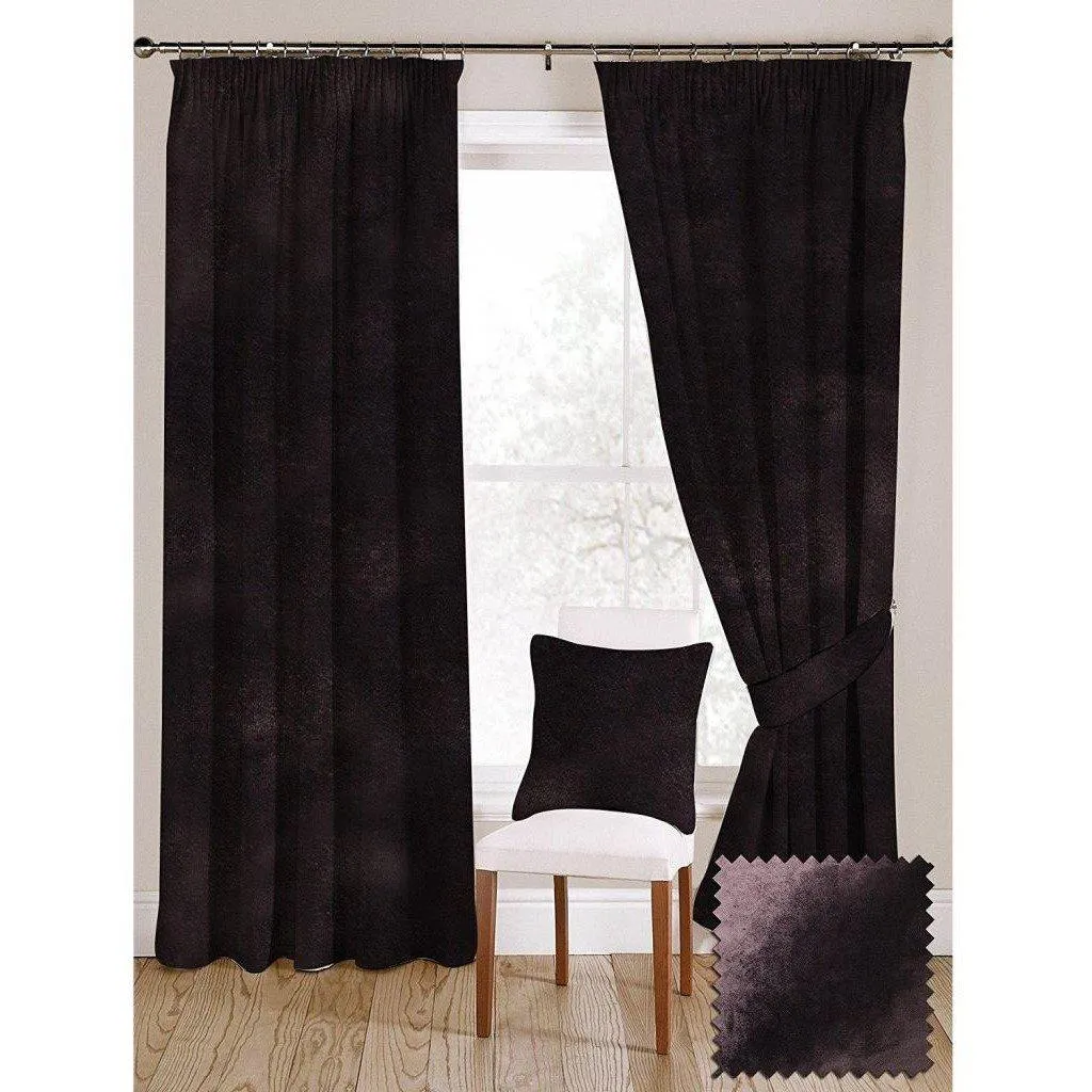Aubergine Purple Crushed Velvet Curtains
