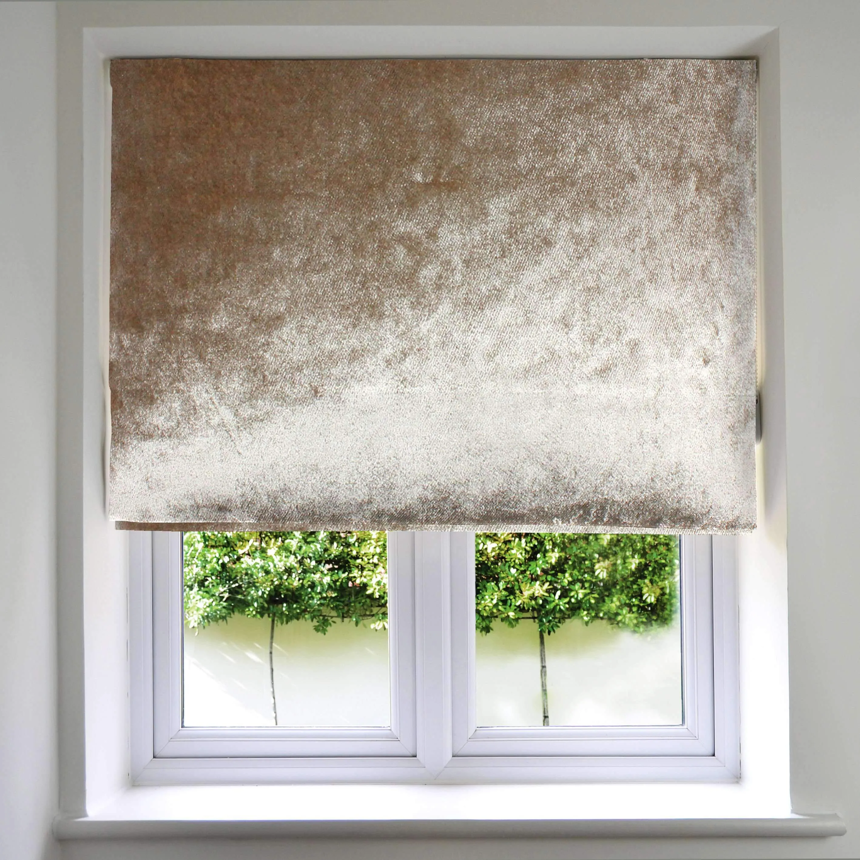 Beige Mink Crushed Velvet Roman Blind