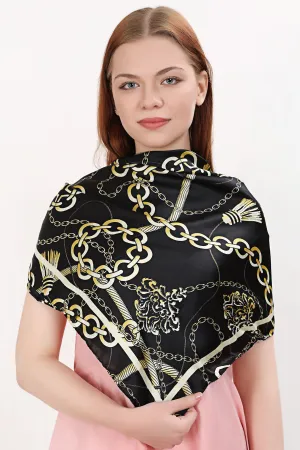 Black and Gold Chains Design, Luxury Fashion Gift  Headwrap