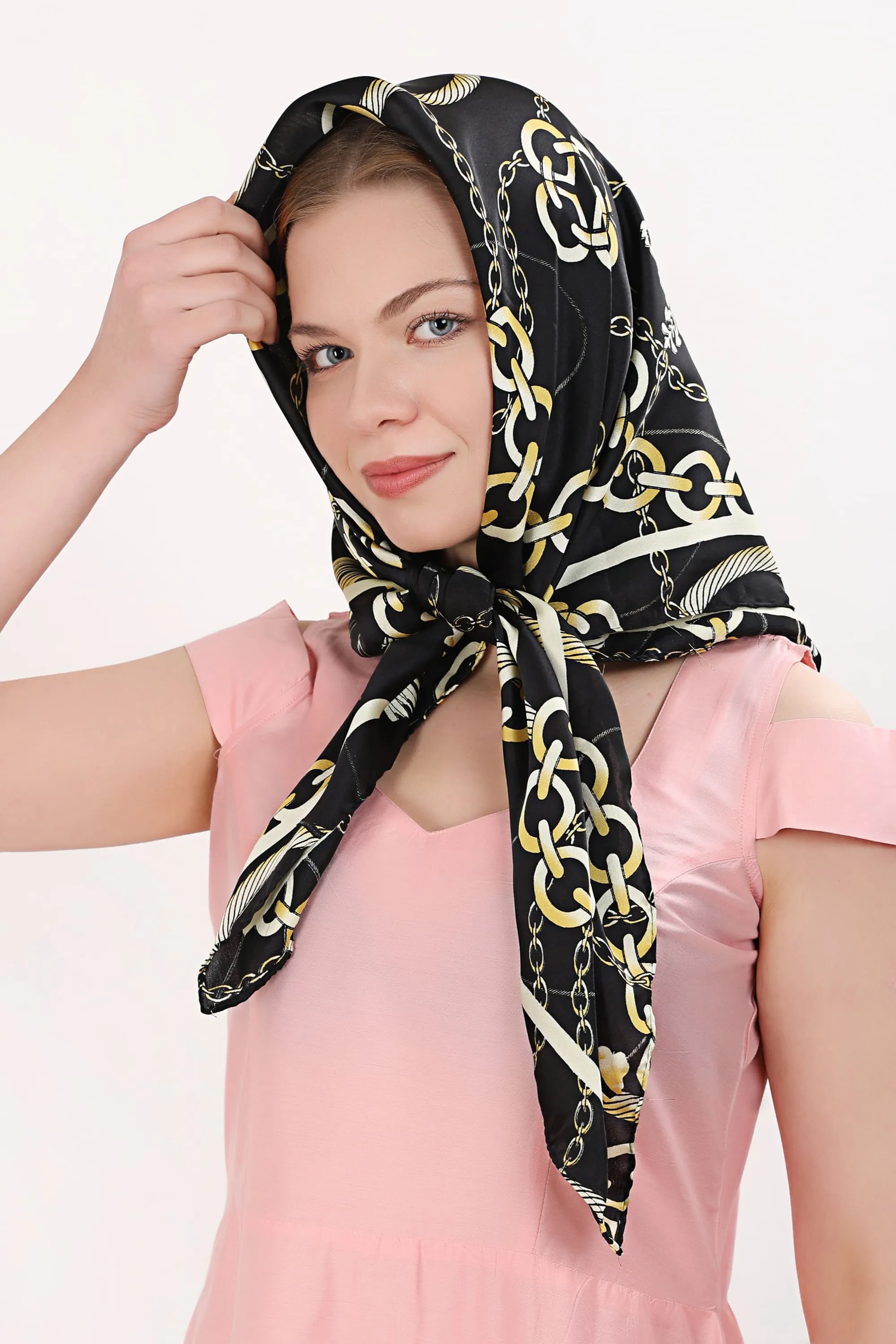 Black and Gold Chains Design, Luxury Fashion Gift  Headwrap