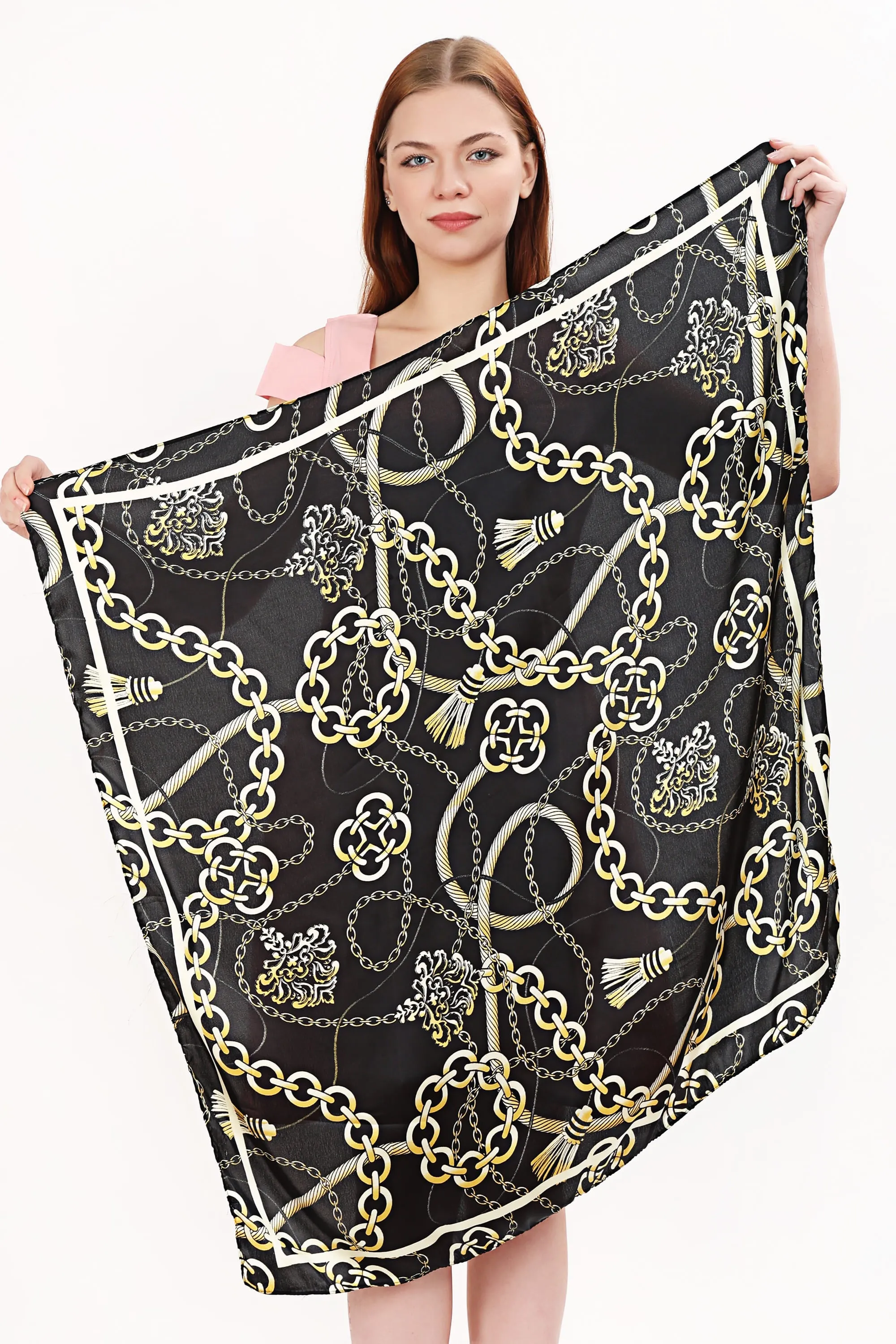 Black and Gold Chains Design, Luxury Fashion Gift  Headwrap