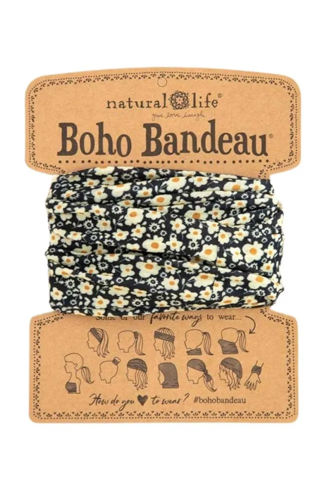 Boho Bandeau Black Cream Floral