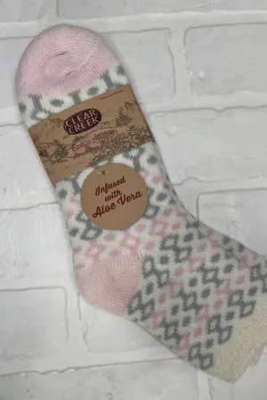 CC Grey & Pink Geo Aloe Socks