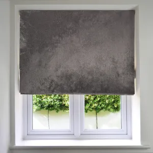 Charcoal Grey Crushed Velvet Roman Blind