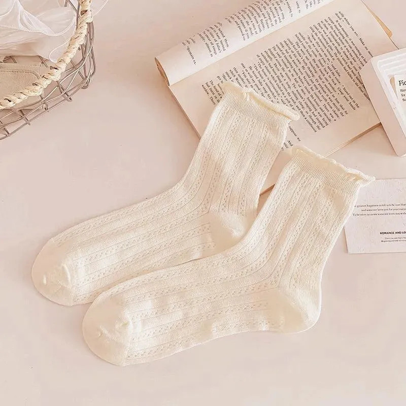 Cotton Frily Crew Socks | Mesh Socks with Ruffle | Cute Outfits