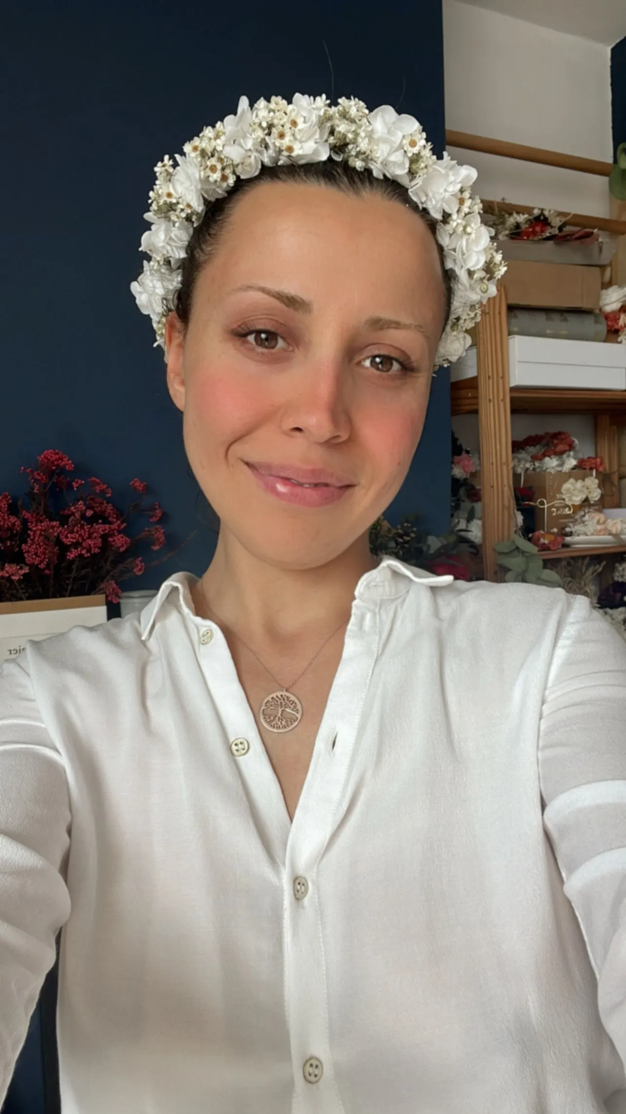 Dried Daisy and Hydrangea Headband, Communion Hair Wreath, White Flower Crown, Daisy Headband, Dried Flower Wreath, Flower Girl Headpiece UK