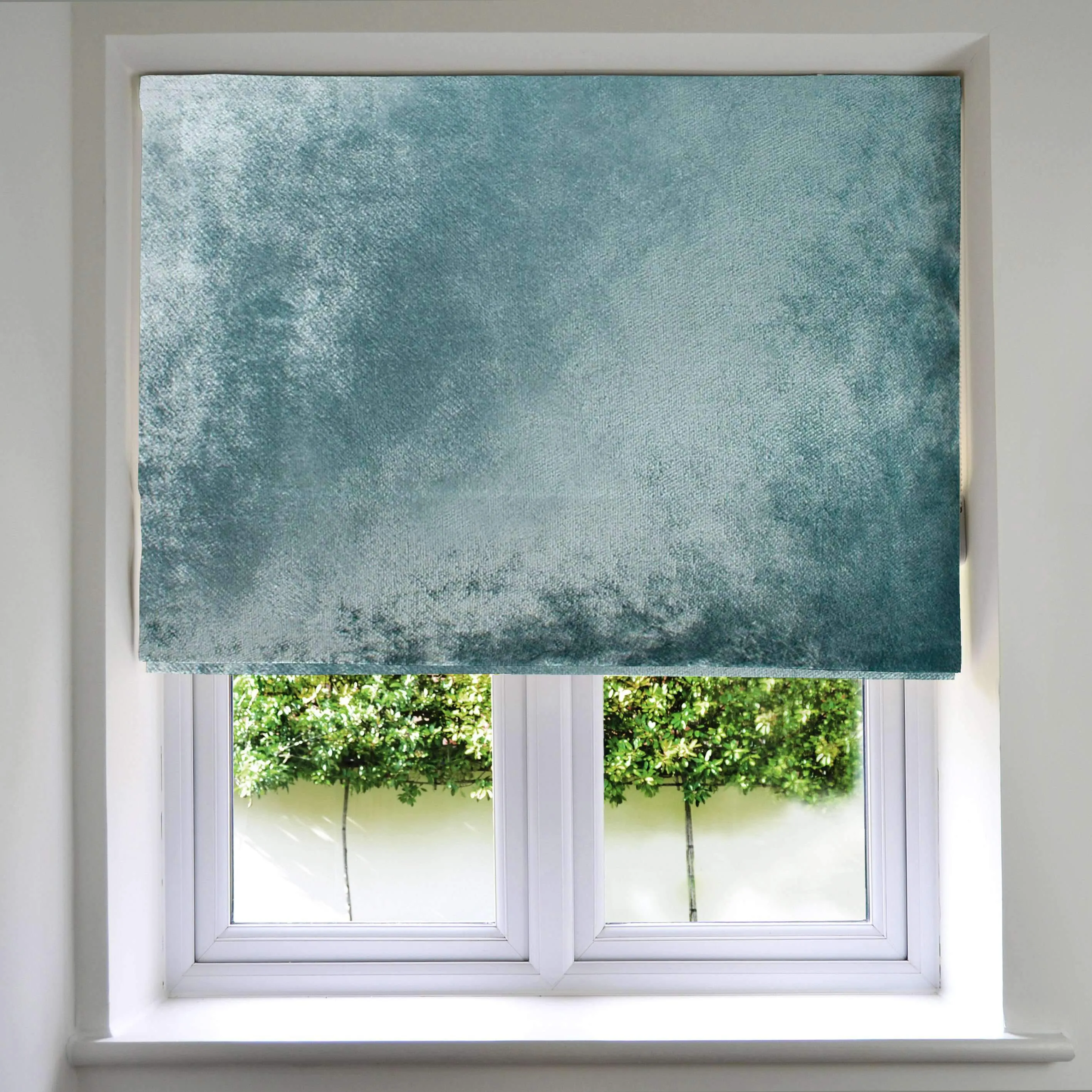 Duck Egg Blue Crushed Velvet Roman Blind