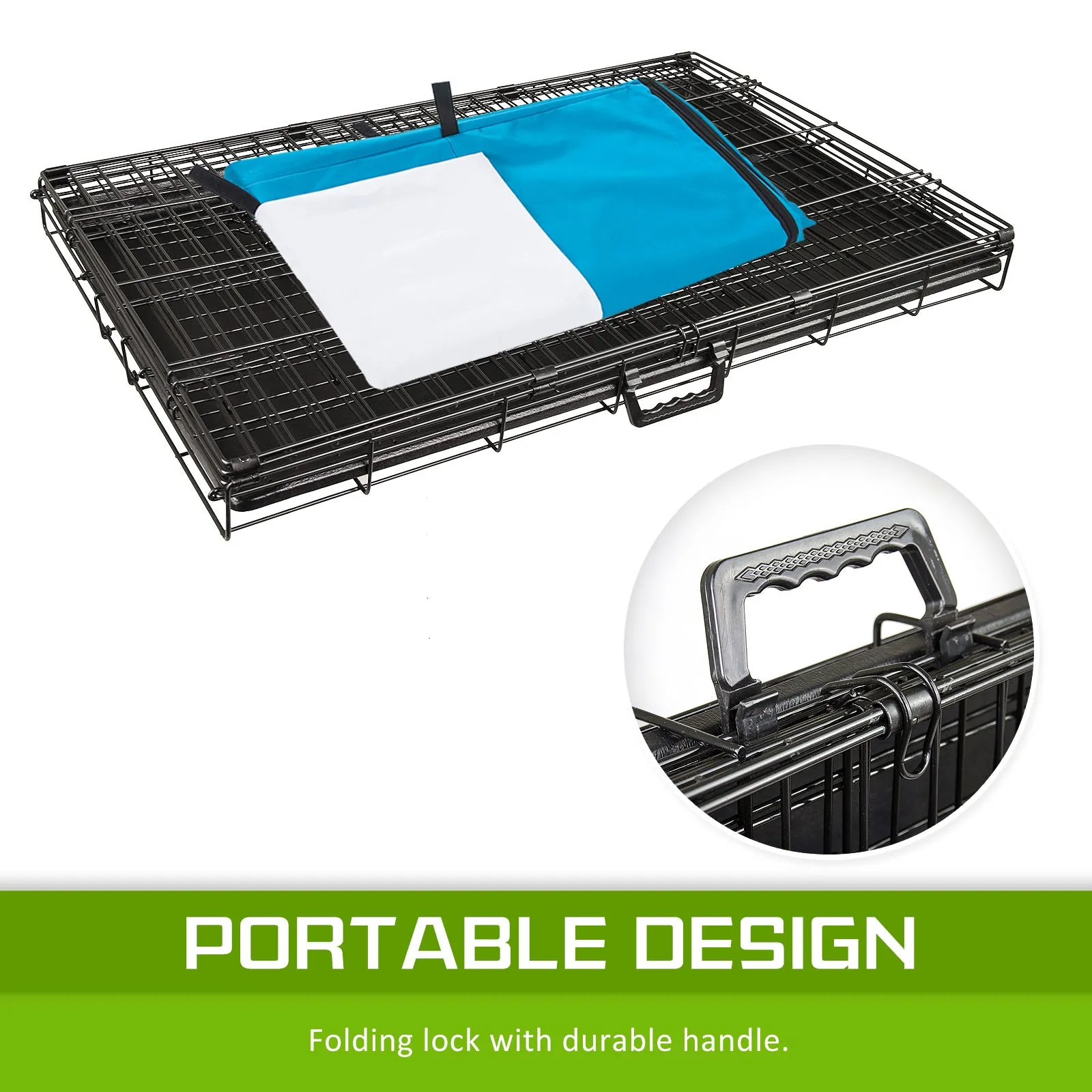 Foldable Wire Dog Crate with Cover, Double Doors, 30in - Paw Mate