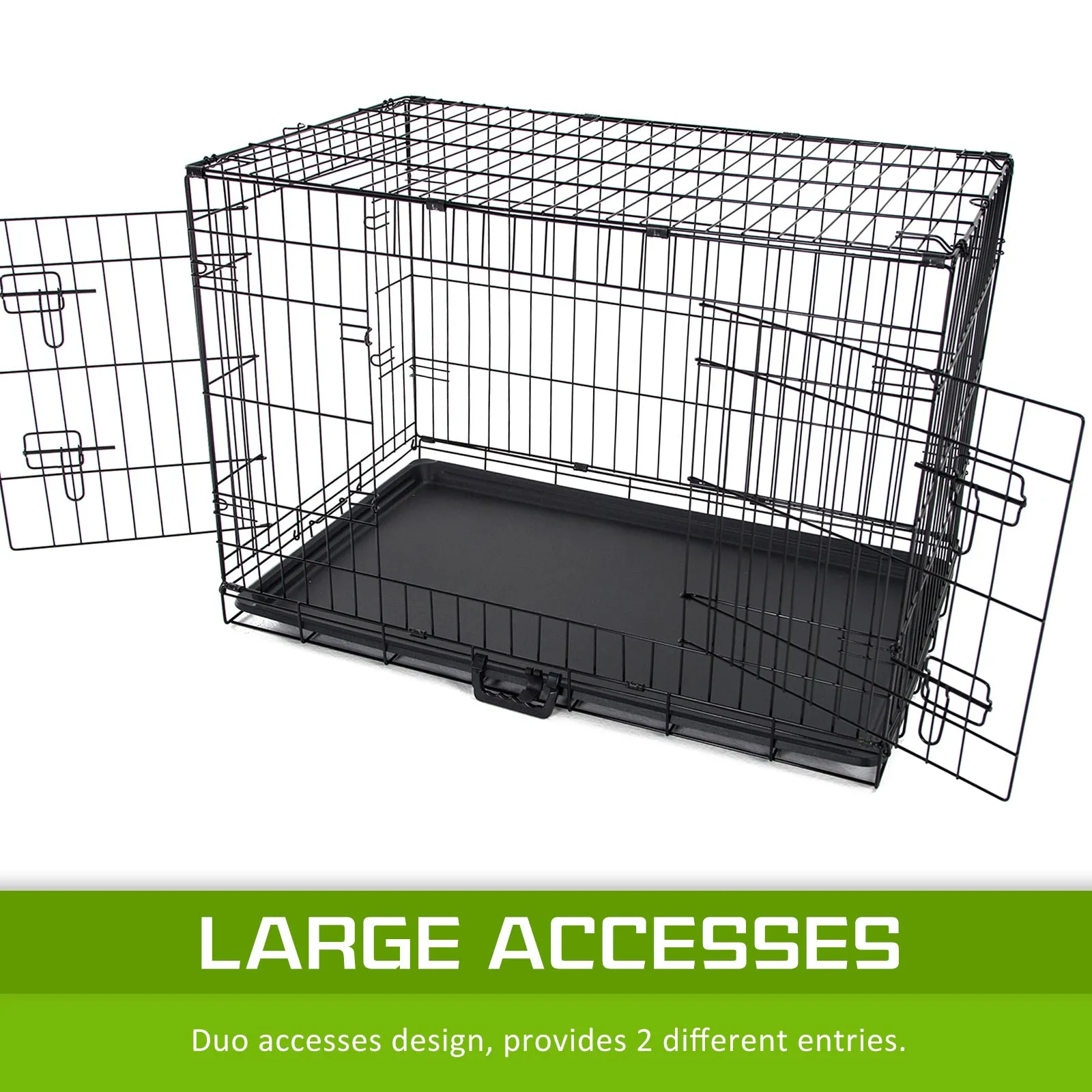 Foldable Wire Dog Crate with Cover, Double Doors, 30in - Paw Mate