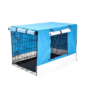 Foldable Wire Dog Crate with Cover, Double Doors, 30in - Paw Mate