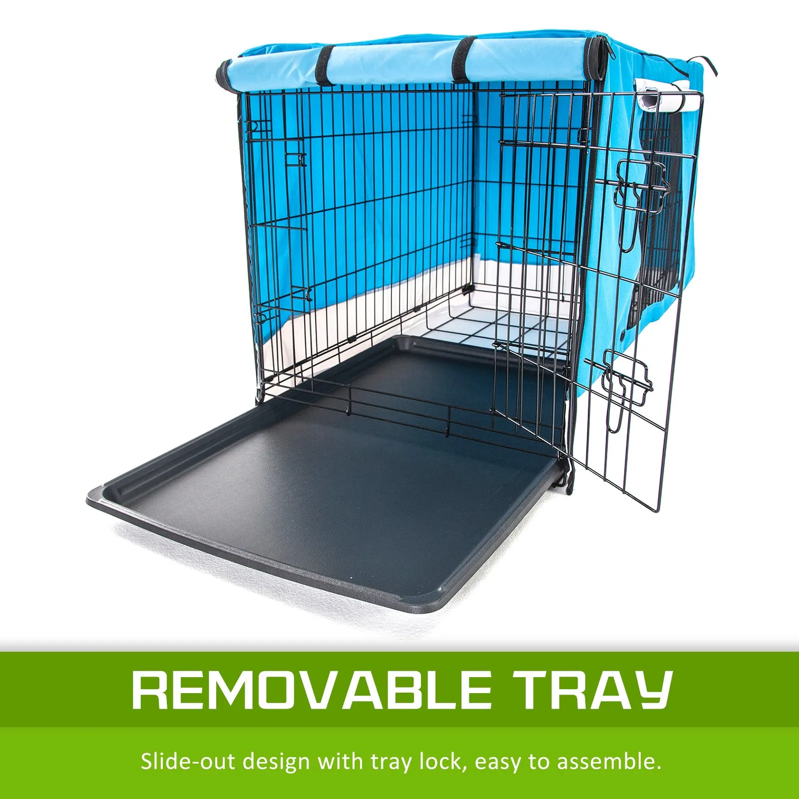 Foldable Wire Dog Crate with Cover, Double Doors, 30in - Paw Mate