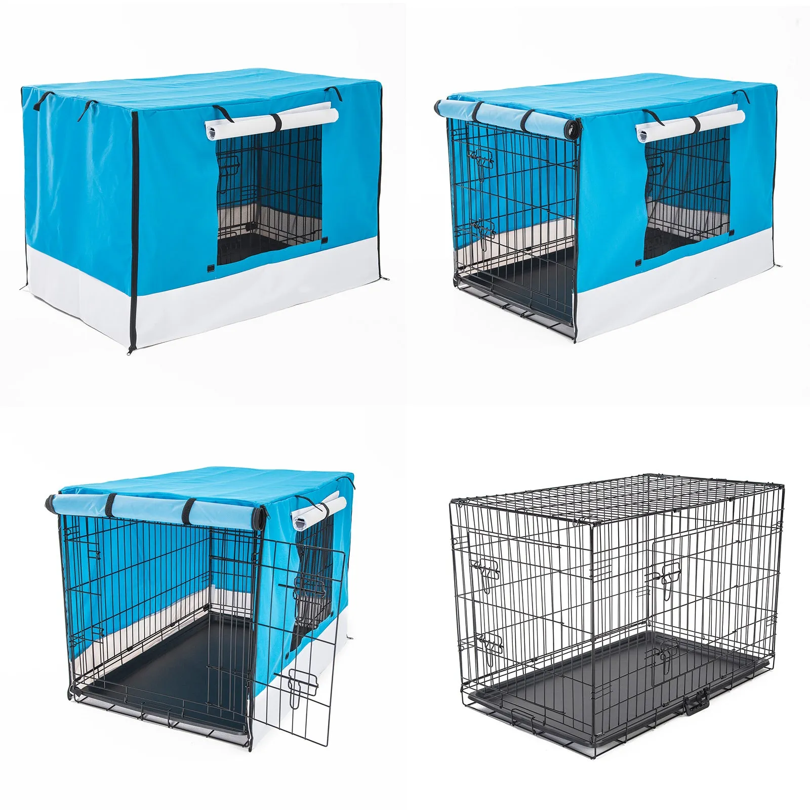 Foldable Wire Dog Crate with Cover, Double Doors, 30in - Paw Mate