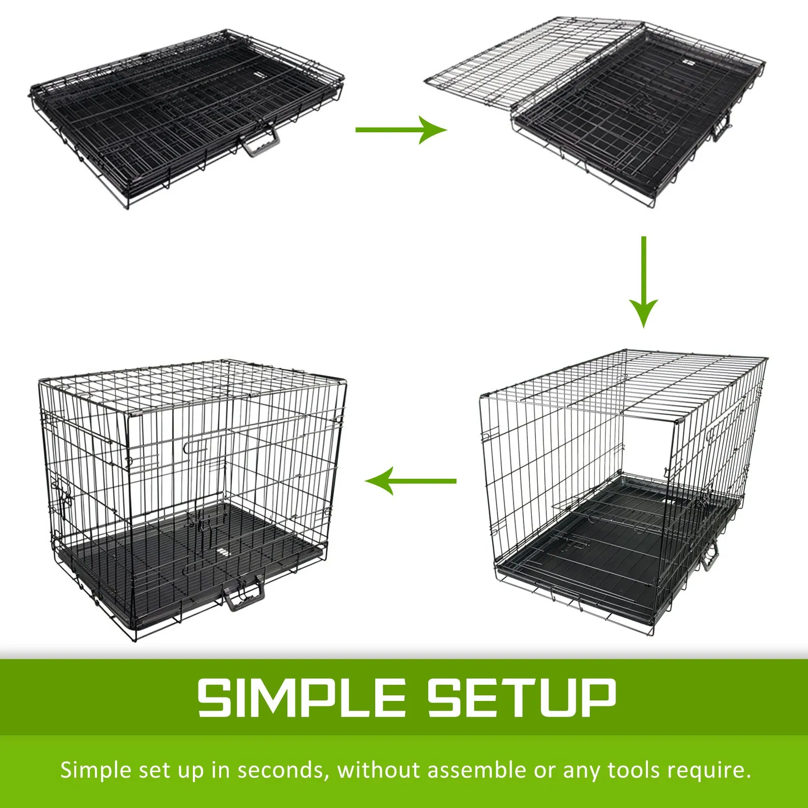 Foldable Wire Dog Crate with Cover, Double Doors, 30in - Paw Mate
