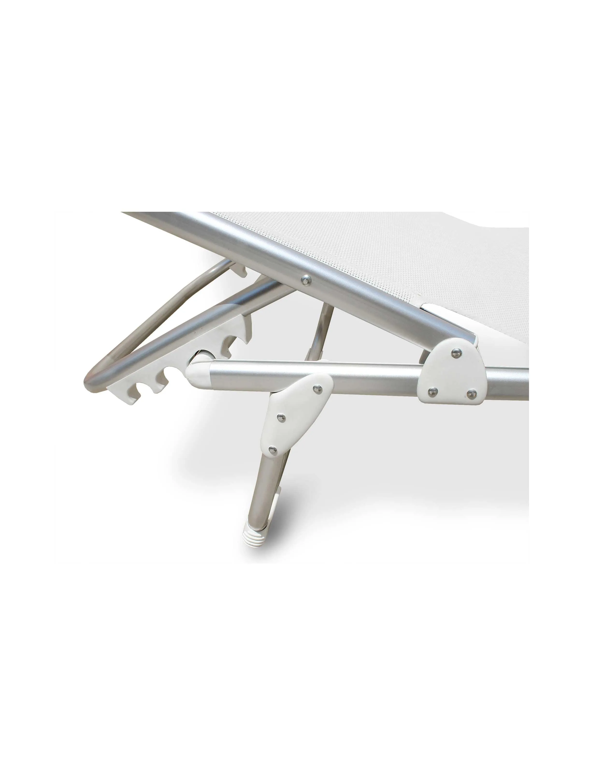 Folding Aluminum Sun Lounger White Textilene 'Pacific'-PA1200A