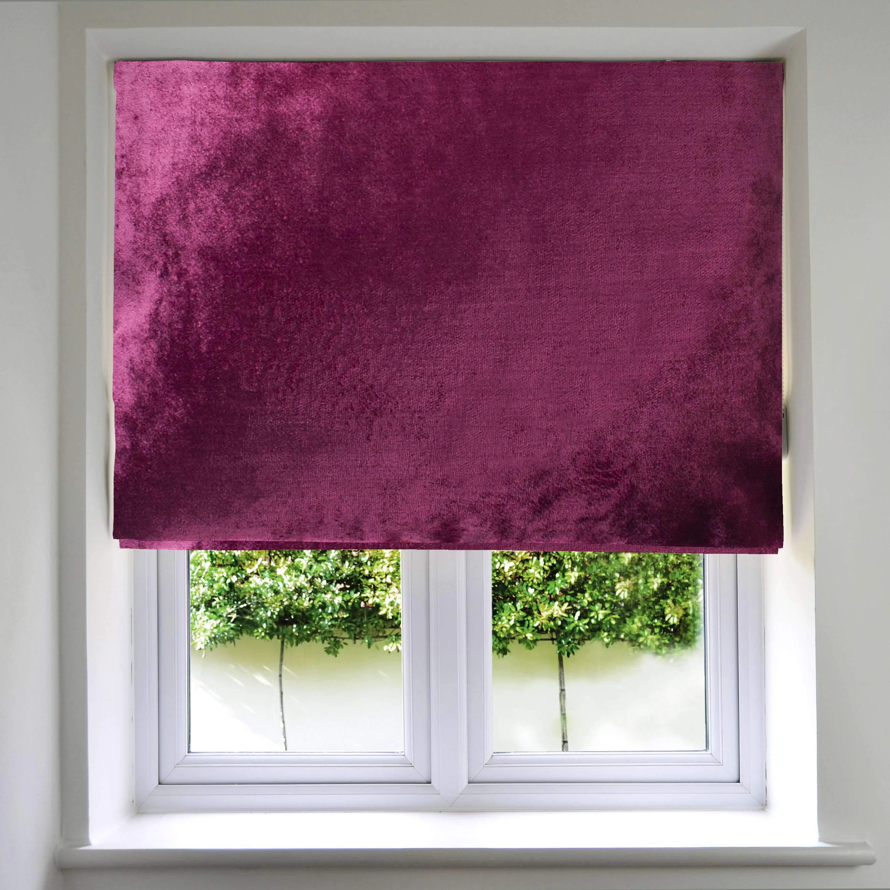 Fuchsia Pink Crushed Velvet Roman Blind