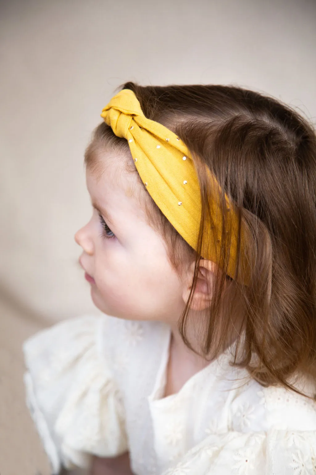 Knot Headband - Double Gauze - Coral - Silver Dots