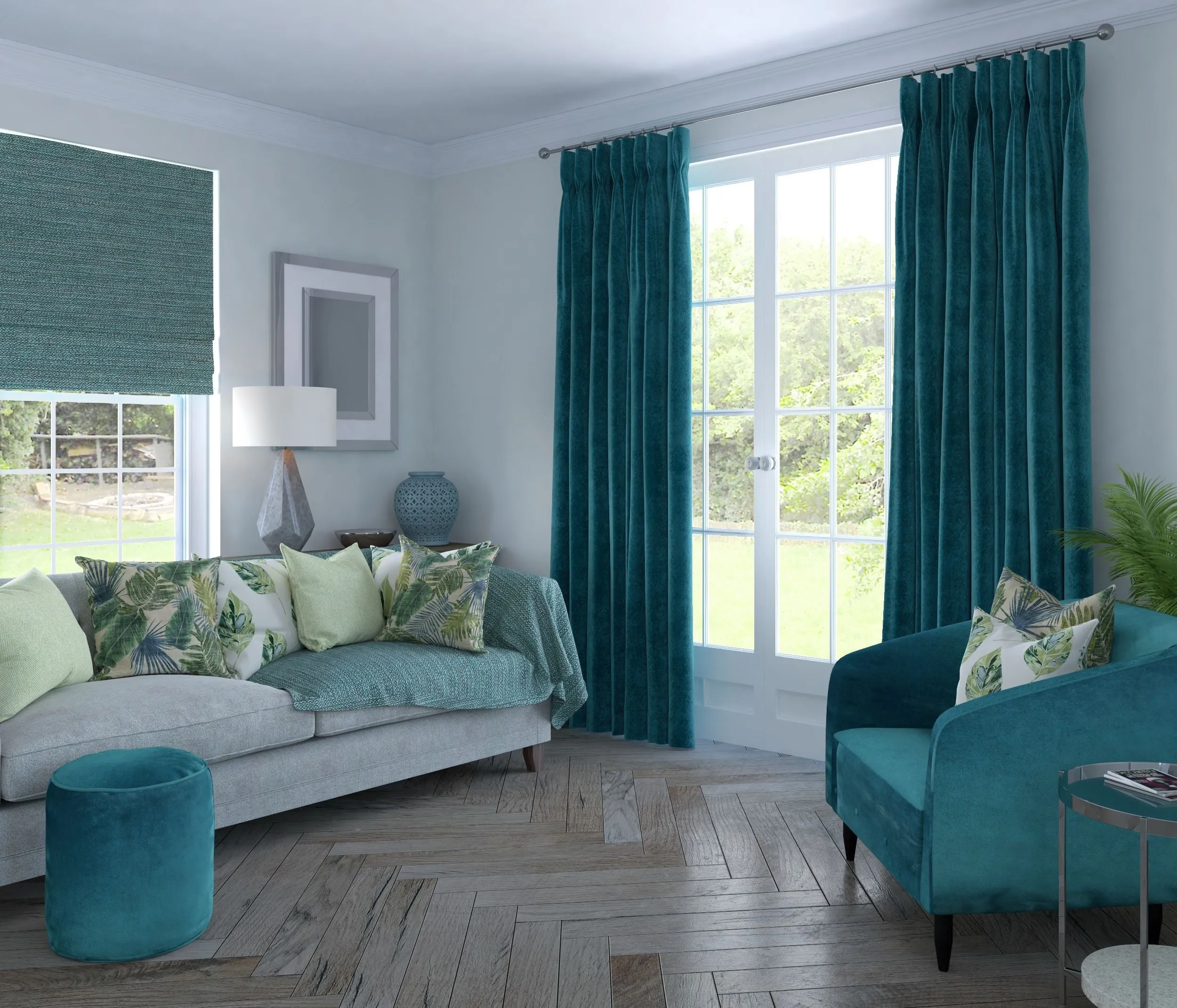 Matt Blue Teal Velvet Curtains