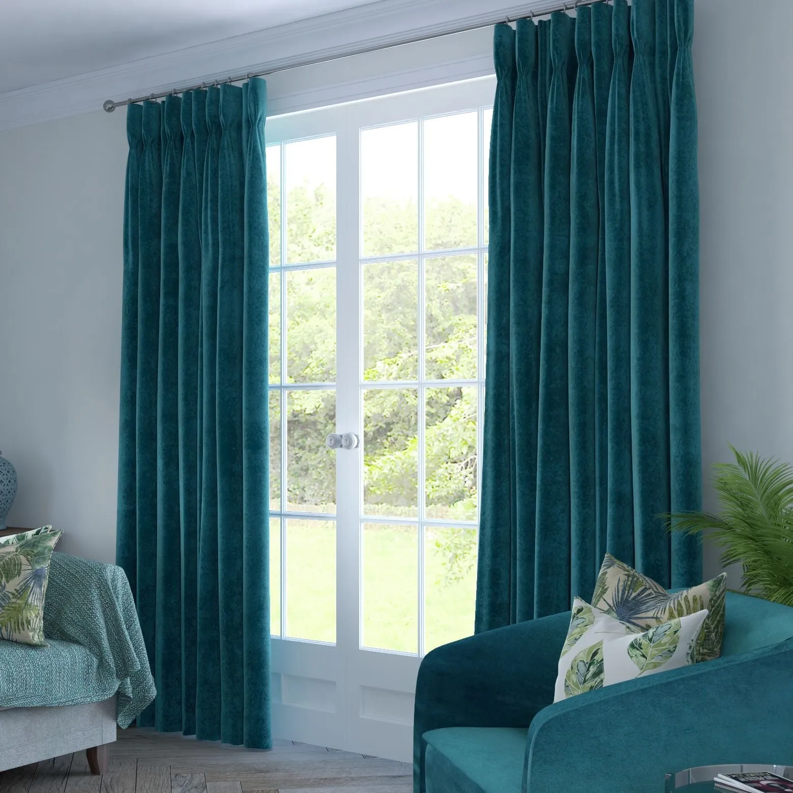 Matt Blue Teal Velvet Curtains