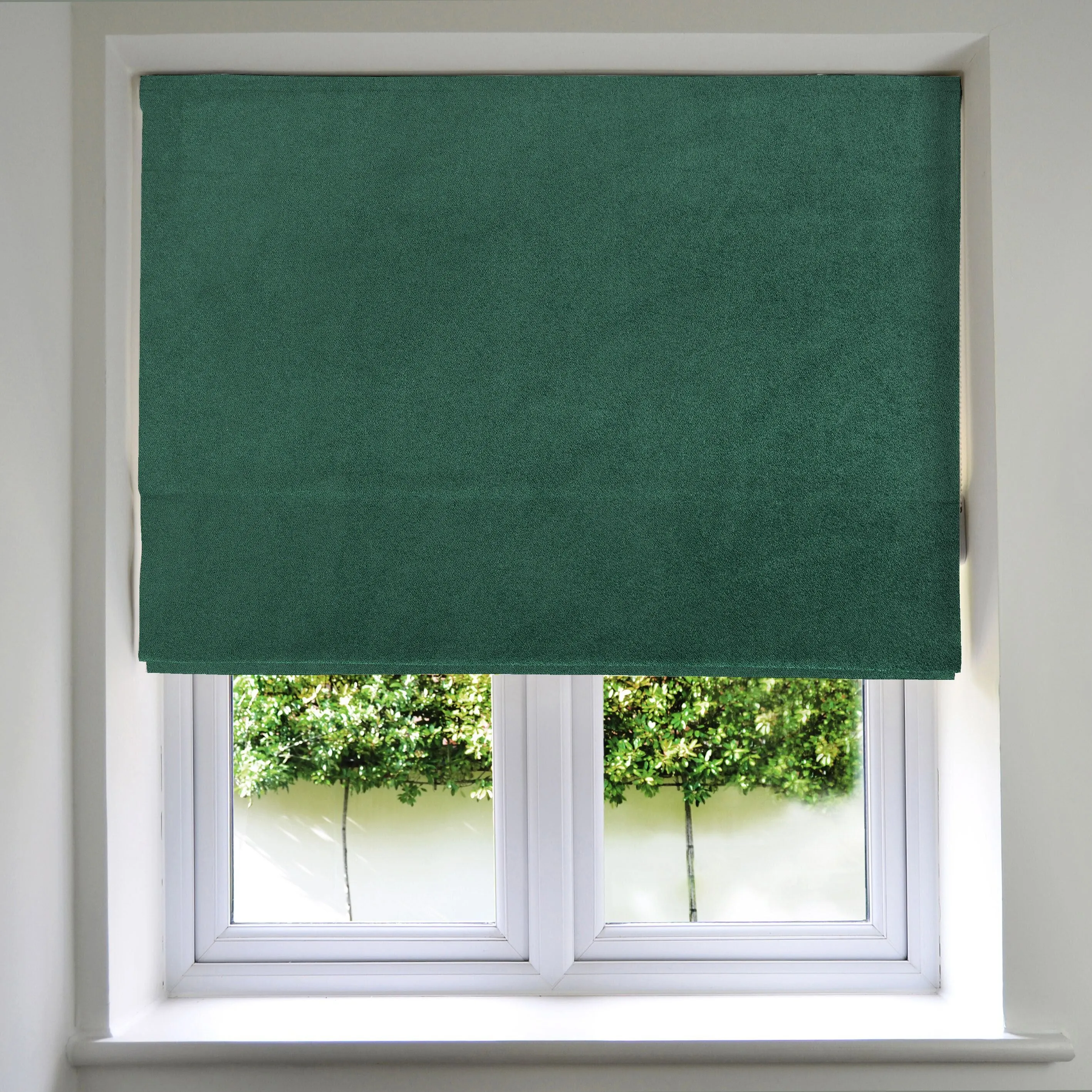 Matt Emerald Green Velvet Roman Blind