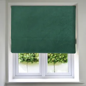 Matt Emerald Green Velvet Roman Blind