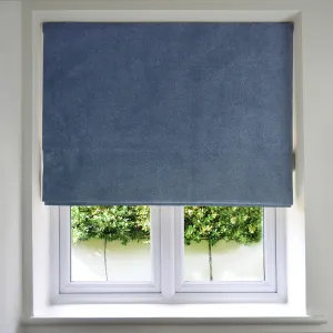 Matt Petrol Blue Velvet Roman Blind
