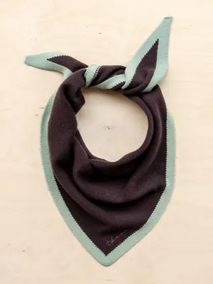Merino triangle scarf in brown and mint
