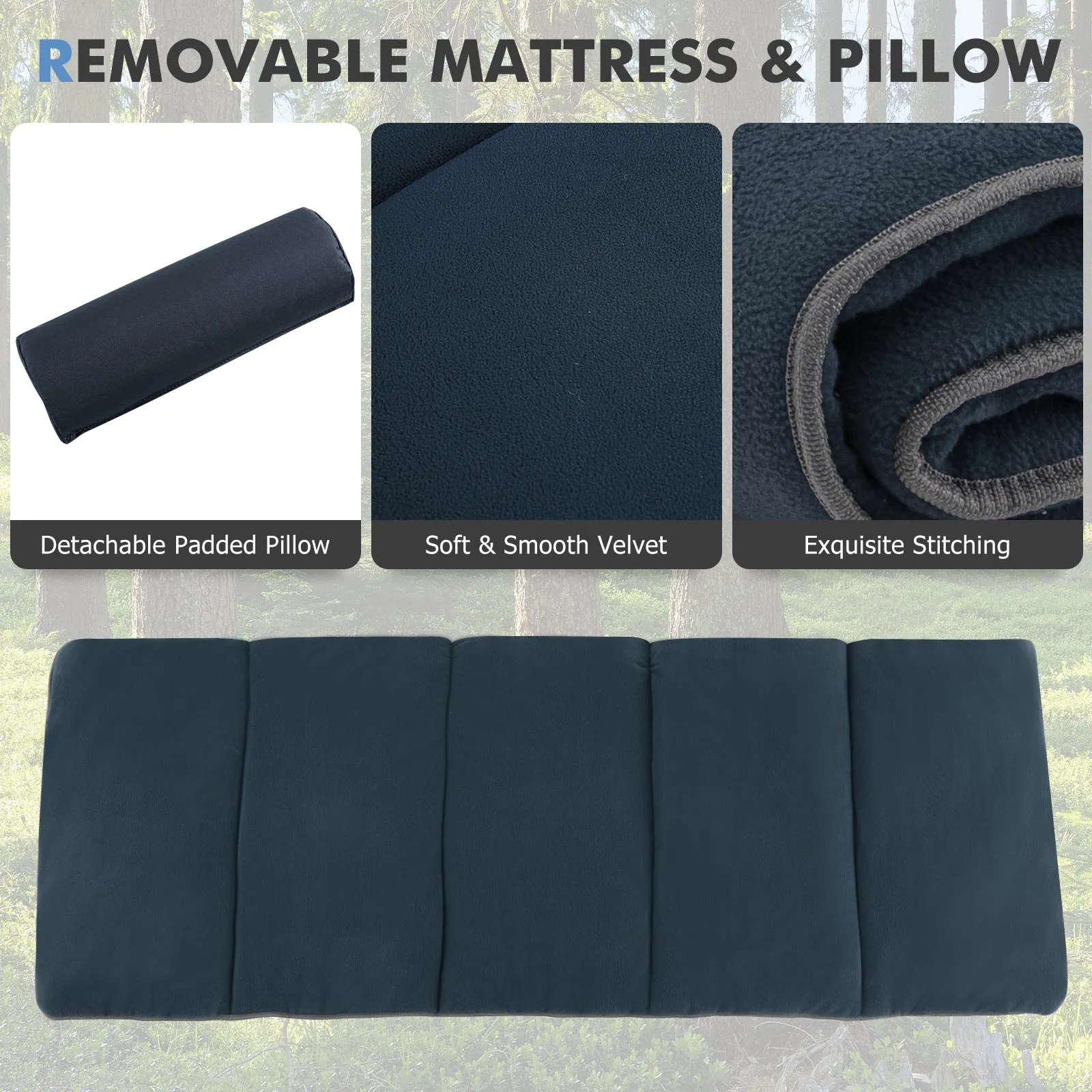 NNECW Folding Travel Camping Cot with Carry Bag Removable Mattress &amp Pillow-Blue