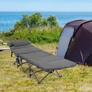 NNECW Folding Travel Camping Cot with Carry Bag Removable Mattress &amp Pillow-Grey