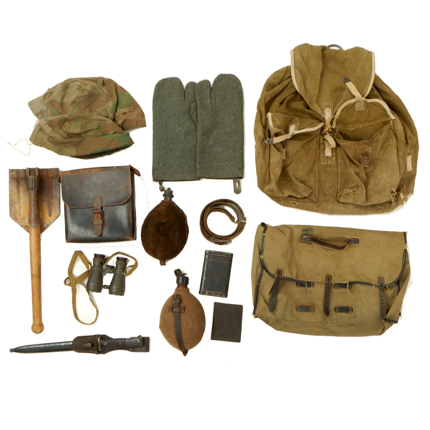 Original German WWI & WWII Wehrmacht Field Gear Lot - 15 Items
