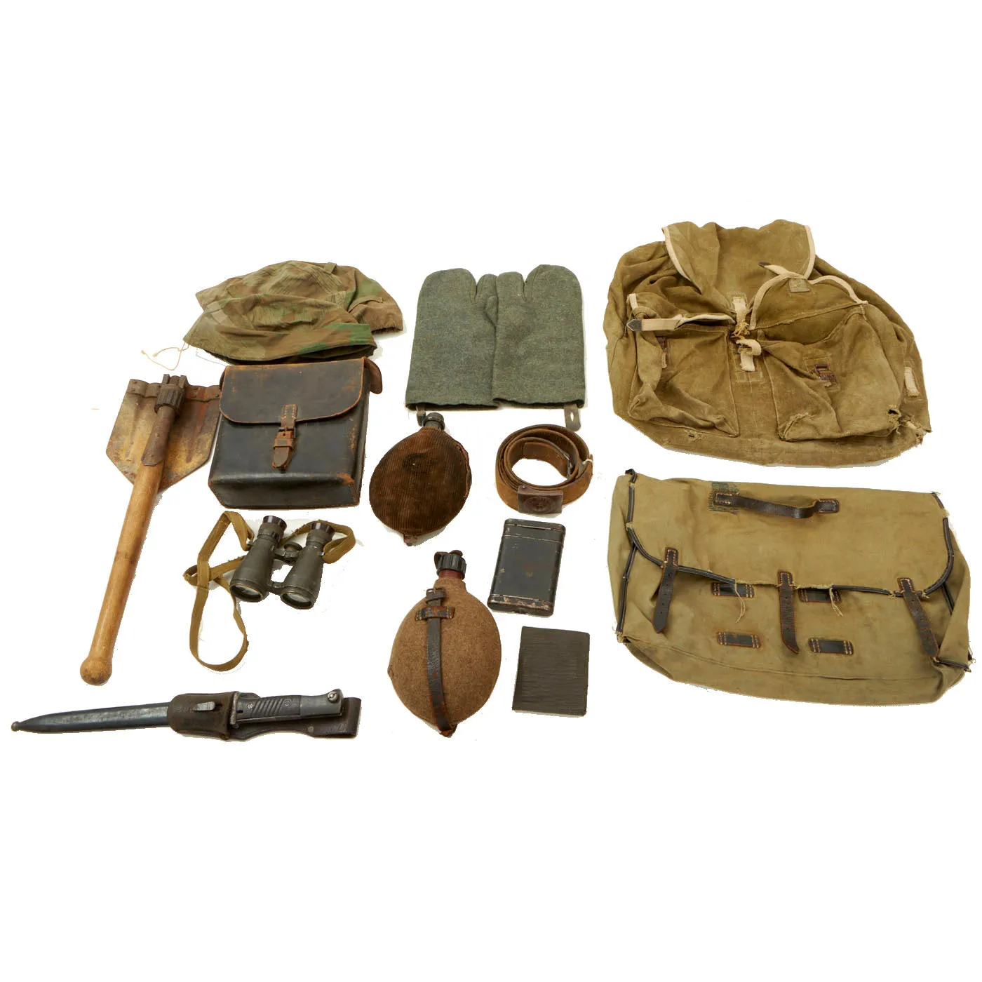 Original German WWI & WWII Wehrmacht Field Gear Lot - 15 Items