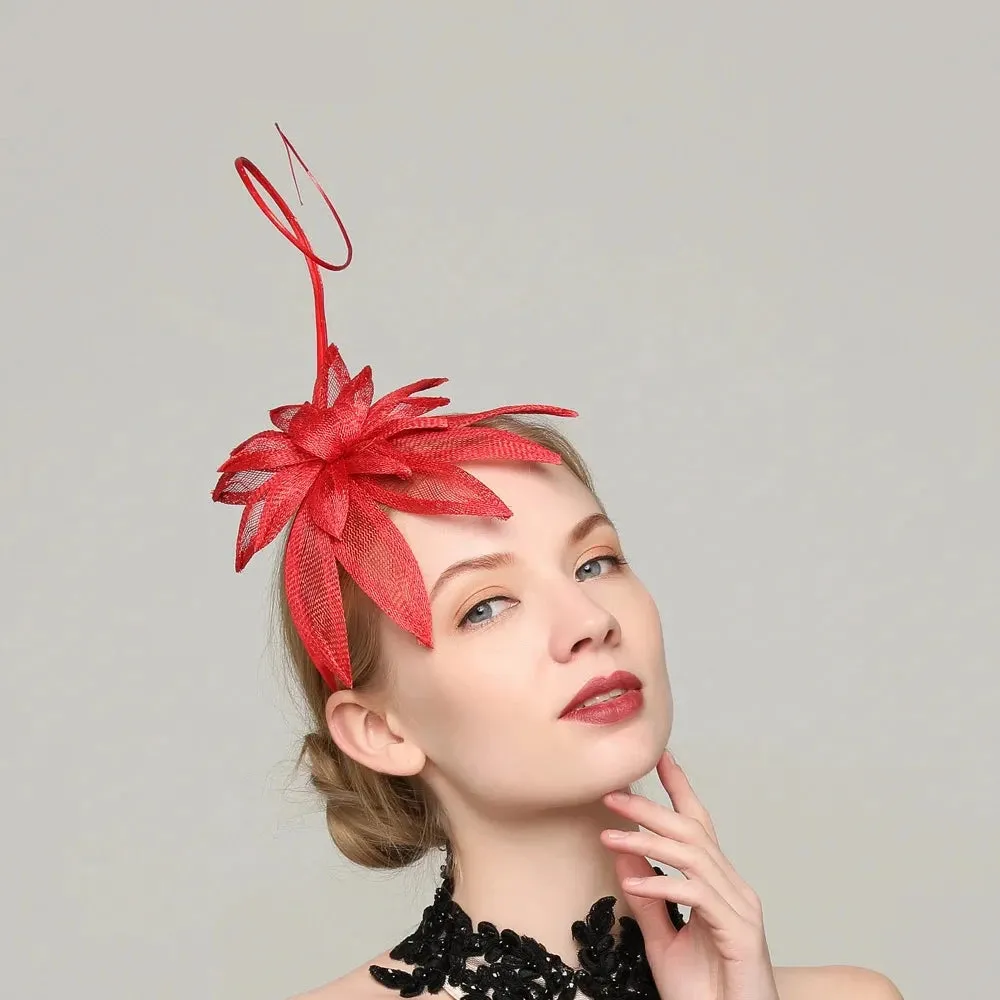 Red Lydia Fascinator Hat Spring Race Season