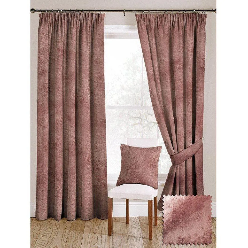 Rose Pink Crushed Velvet Curtains