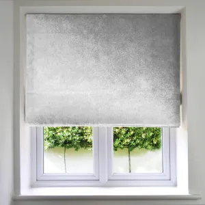 Silver Crushed Velvet Roman Blind