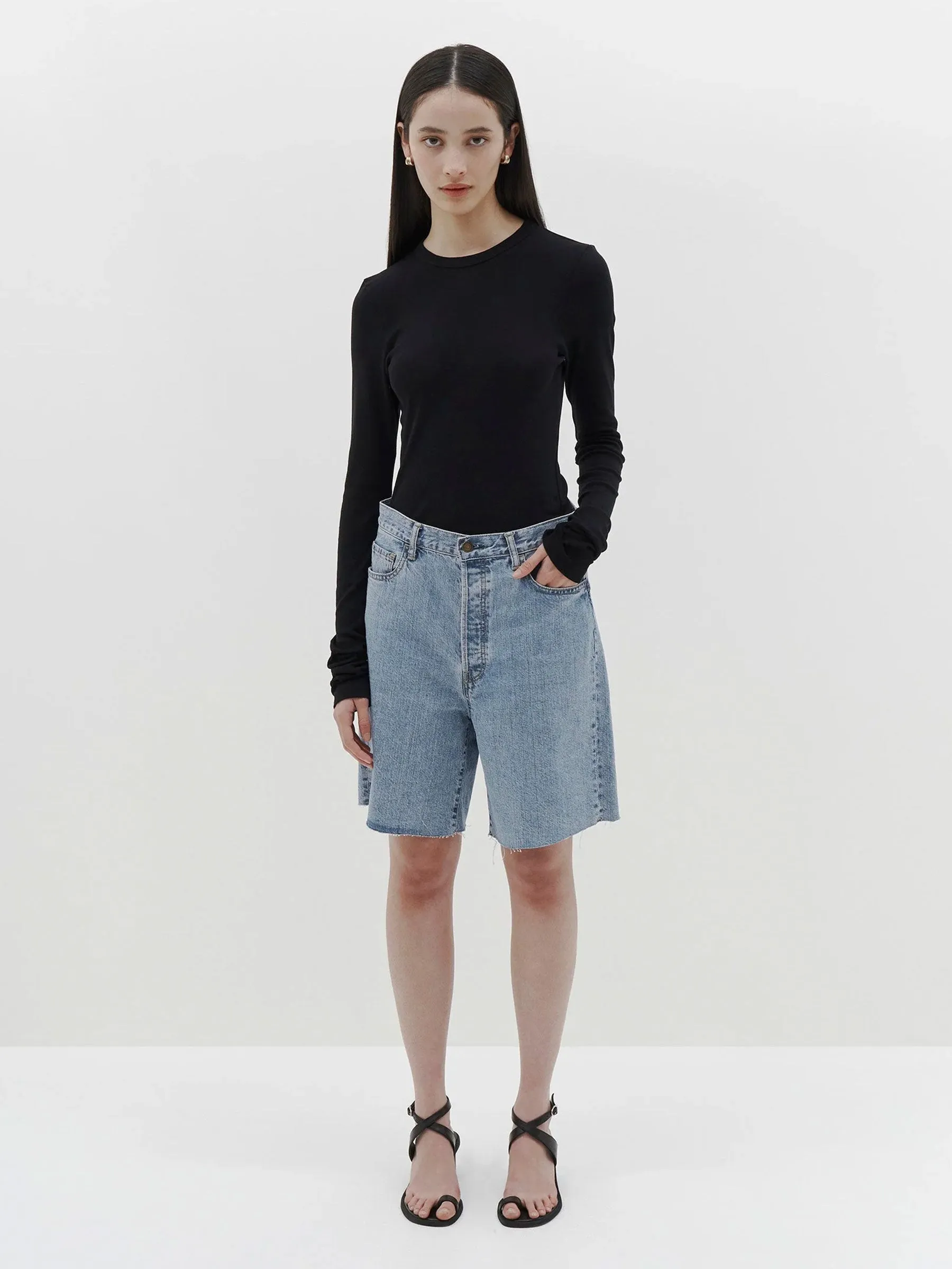 slim superfine rib long sleeve t.shirt