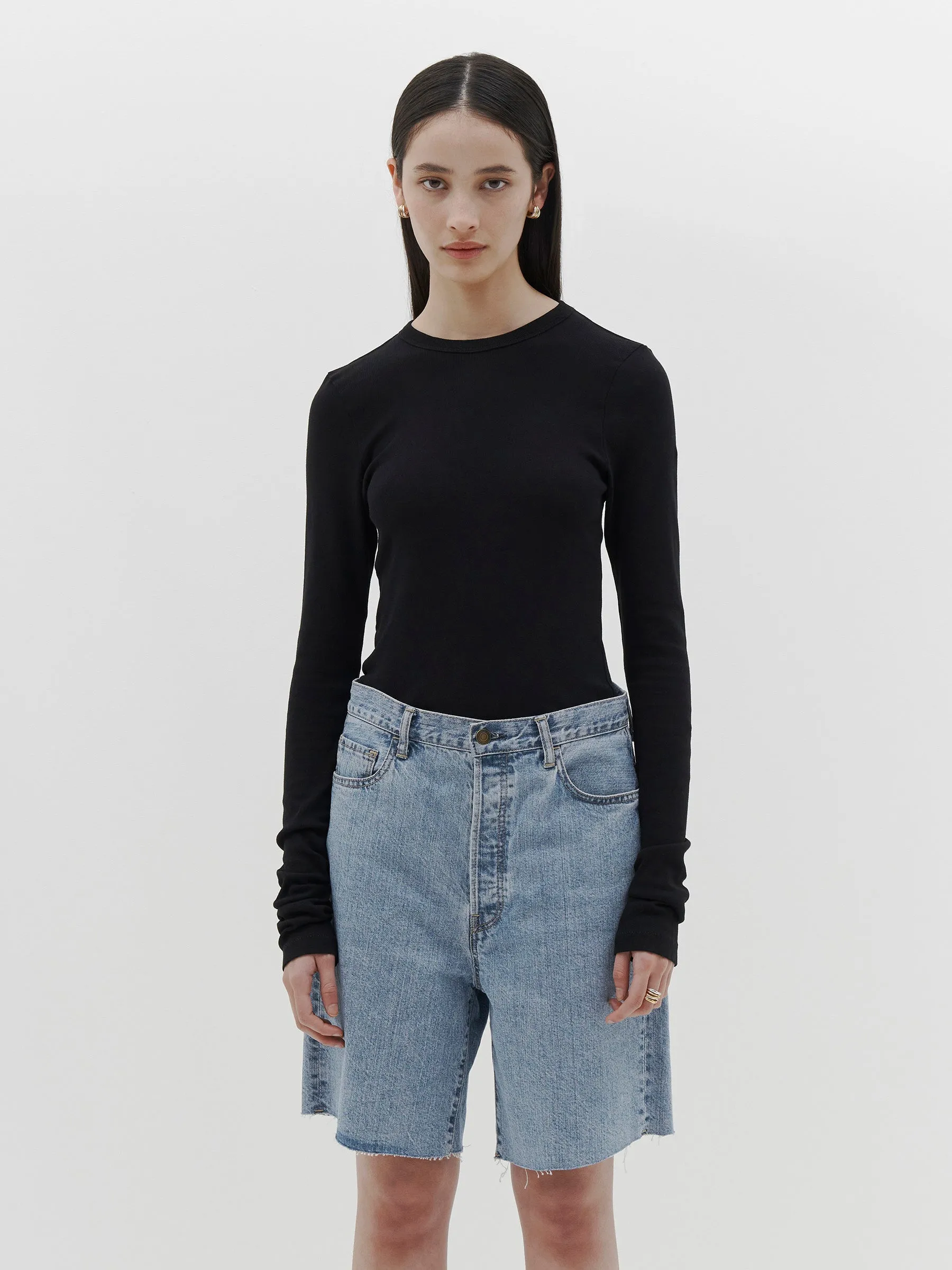 slim superfine rib long sleeve t.shirt