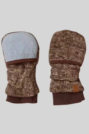 Stay-On Scratch Mittens, Knit Mitts, Bark
