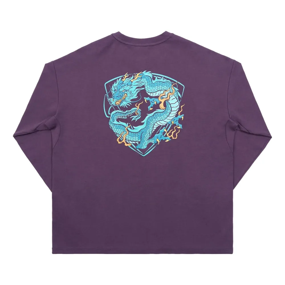 TEAMJOINED JOINED CNY24 COILED DRAGON OVERSIZED LONG SLEEVES-DUSTY PURPLE