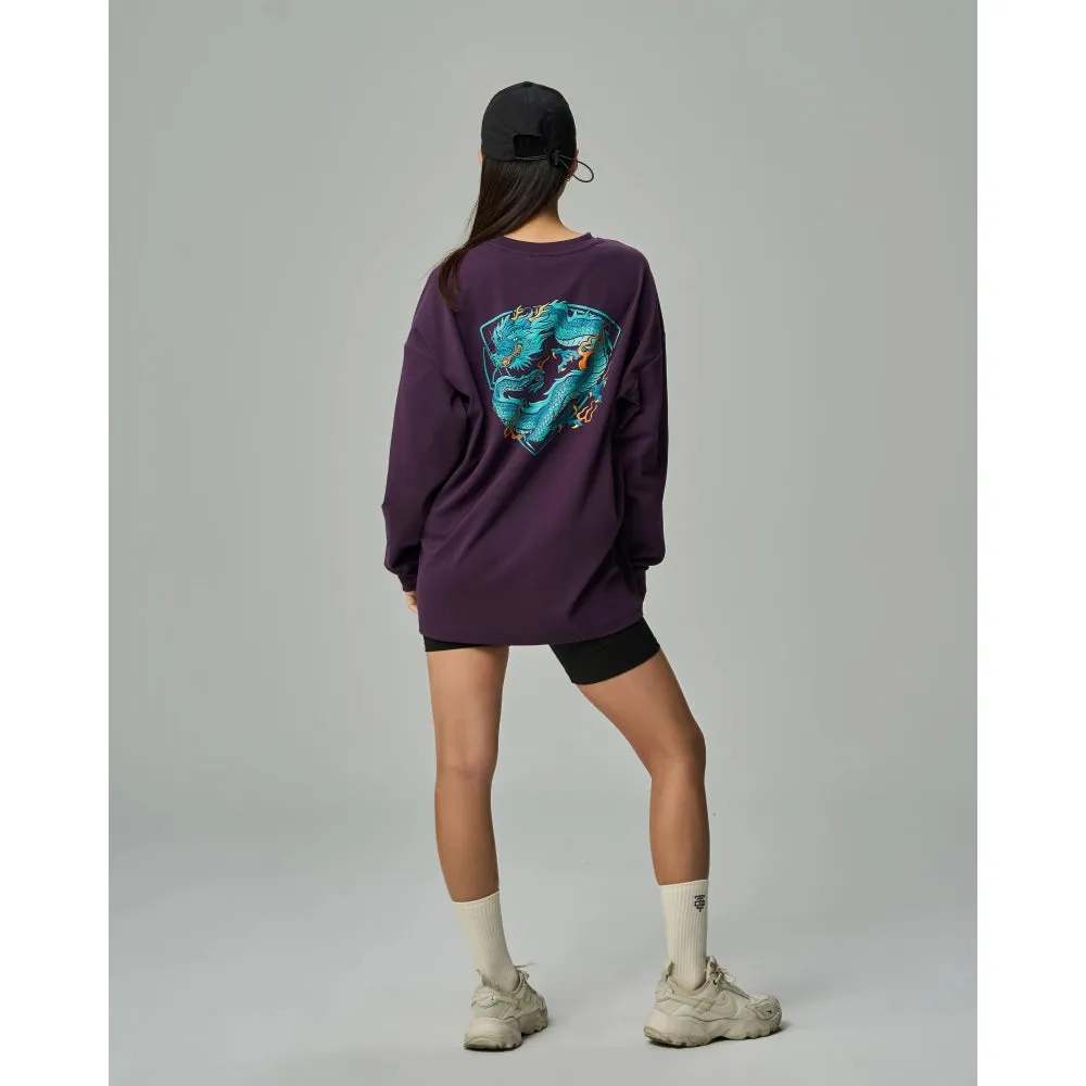 TEAMJOINED JOINED CNY24 COILED DRAGON OVERSIZED LONG SLEEVES-DUSTY PURPLE
