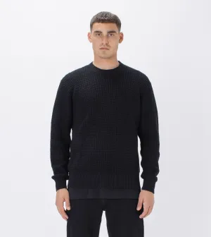 Waffle Crew Knit Black