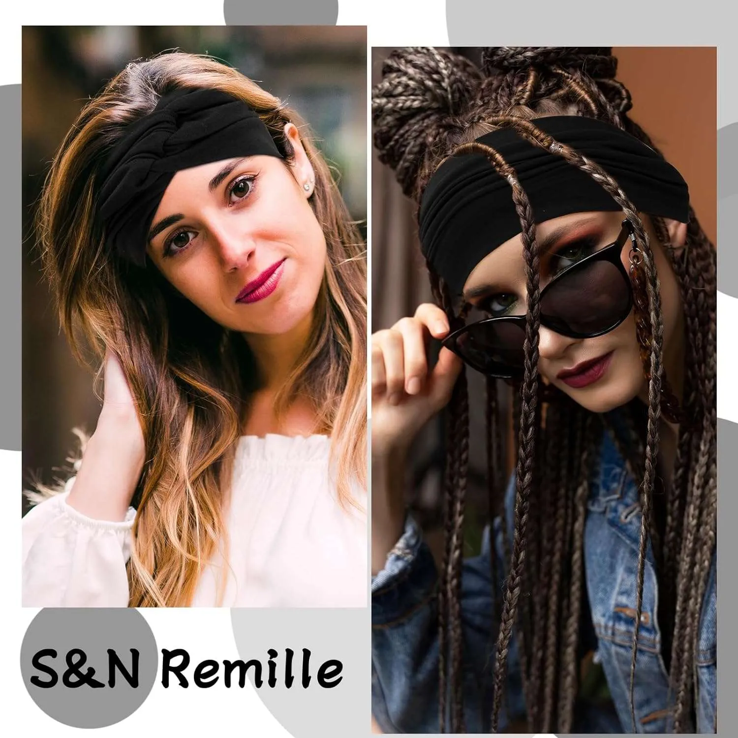 Wide Boho Headbands for Women Extra Large Turban Headband Hairband Hair Twisted Knot Accessories 3 Pack